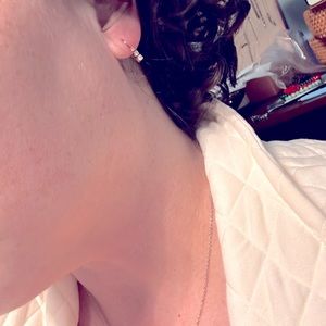 3 Stone 1/4C Diamond lever back earrings - Yellow Gold